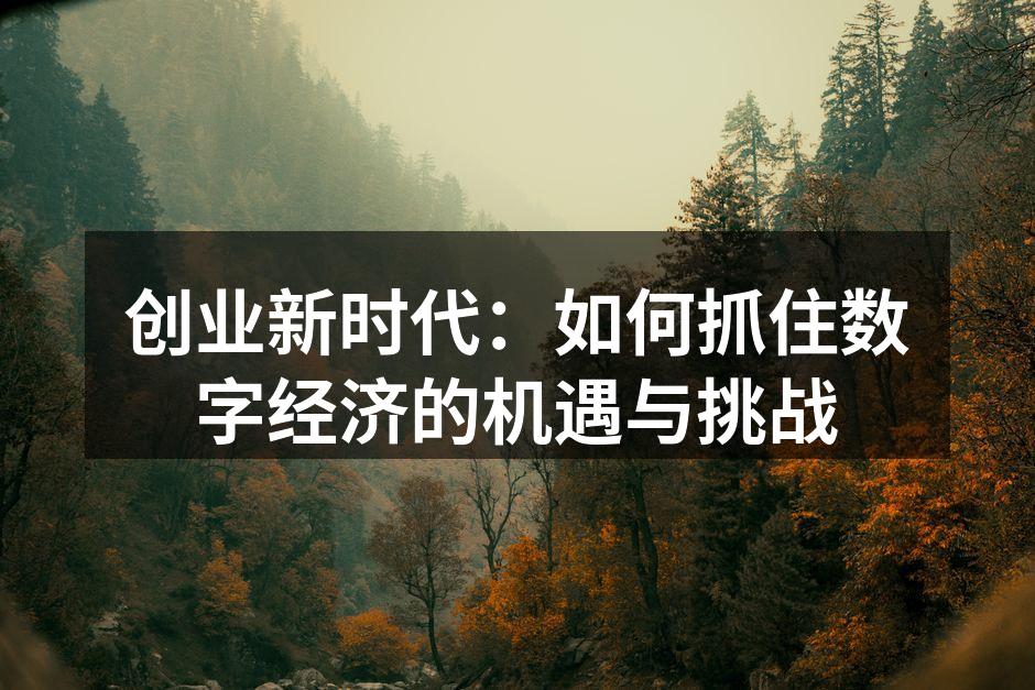 创业新时代：如何抓住数字经济的机遇与挑战